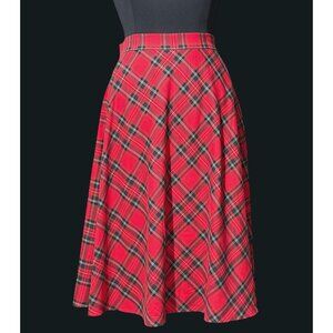 size 16 Red Plaid Tartan Flare full Skirt By Alex Marie A-Line Style
